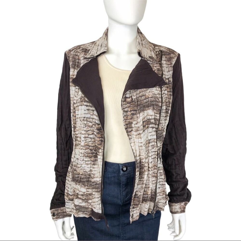 Alberto Makali Moto Biker Brown Brick Zip Jacket - Picture 6 of 11